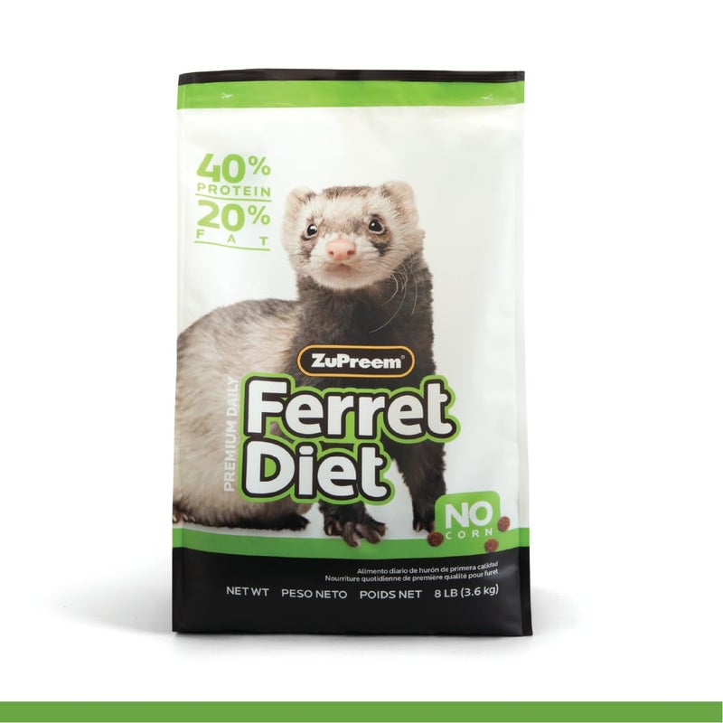 ZuPreem Ferret Food, High Protein Ferret Food, Extruded Kibble Made with Chicken & Egg, Vitamin & Mineral Fortified, No Corn, Small Animal Pet Products, ZuPreem, Made in USA, 8 lb Bag - Image 1